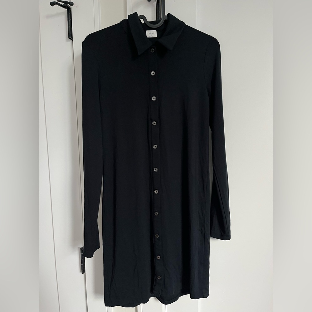 Wilfred Black Long-Sleeve Button-Up Dress